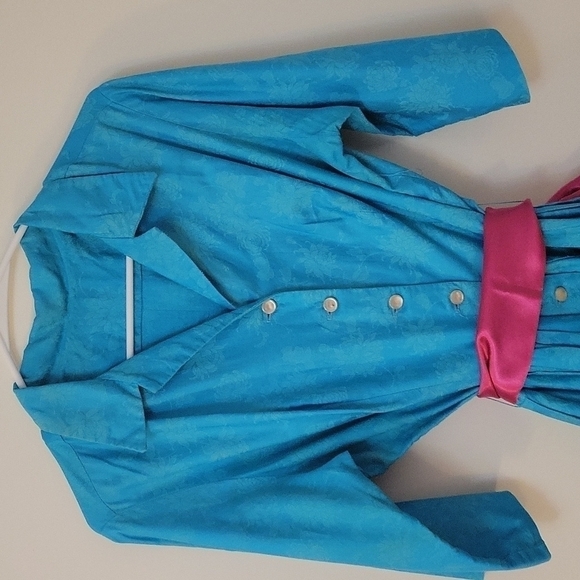 Vtg Handmade 1940s-1950s I love lucy floral damask Land Girl shirt Dress - Picture 6 of 11